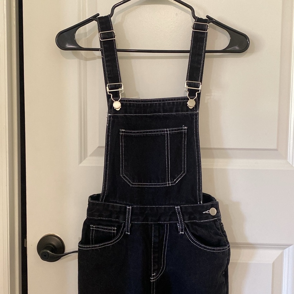 Fashion Nova Black Denim Overalls